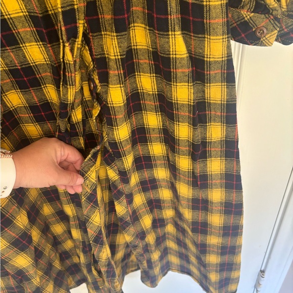 L&B Yellow Plaid Button-Up Belted 100% Cotton Dress Western Cowgirl Medium - Picture 4 of 6